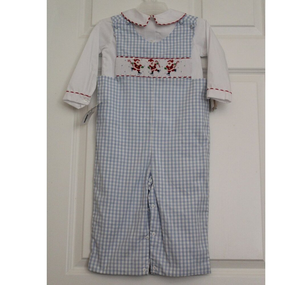 Zucchini Kids Jumpsuit Checked Santa Claus Suit W/ Embroidered Christmas Unisex
